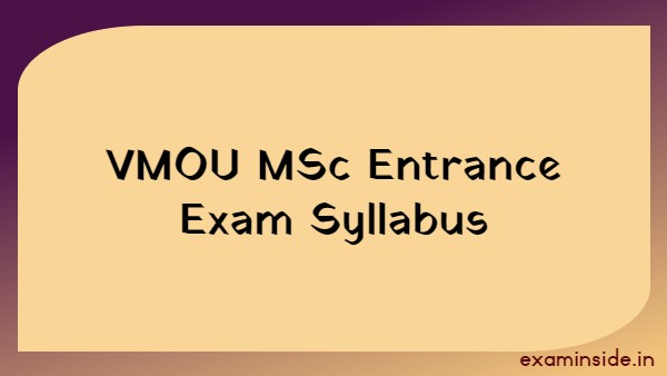 VMOU MSc Entrance Exam Syllabus 2023