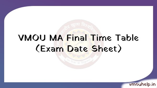VMOU MA Final Exam Date 2023